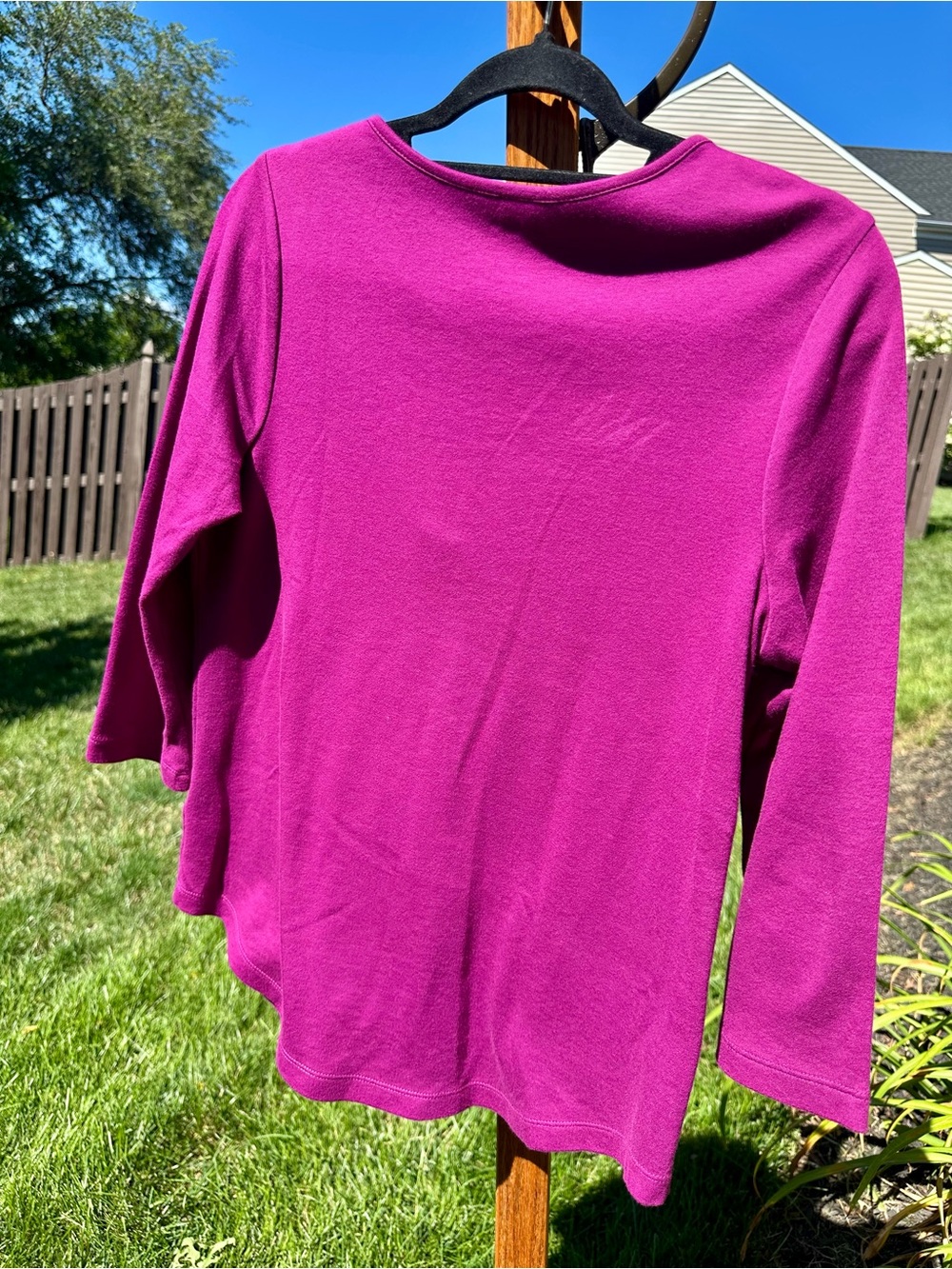 Kim Rogers Petite PM Magenta Studded Knit Top 3/4 Sleeve EUC - Picture 4 of 5